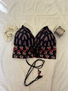 Double Side Wear Motif Print Bralette+short Kurti