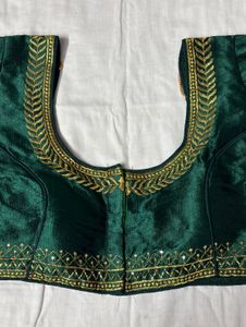 DARK GREEN EMBROIDERED BLOUSE