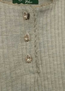 Gray Ribbed Long Sleeve Top