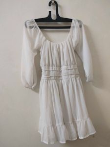 White Long Sleeve Mini Dress