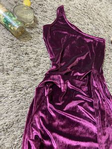 Velvet Slit Mini Dress