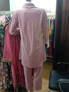 Party Wear Stylish Pink velvet coord Set