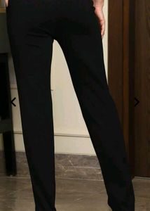 Straight Fit Full Length Black Pant With Pockets