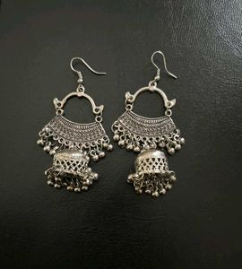 Silver Jhumka Earrings