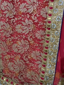 Tameta Pink Saree (pallu Net)