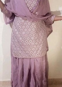 Lavender Embroidered Kurta Set