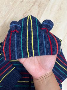 Frendz Knit Hoodie with Bear Ears- 6-12month