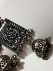 Silver Oxidized Jhumka Earrings