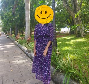 Cute Floral Print Midi Dress 👗💙