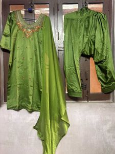 Green Embroidered Kurta Set