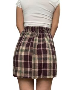 Woollen Mini Checkered Skirt