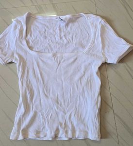 White Square Neck Top