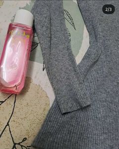 Ribbed Fitted Gray Top ( Bodycon)