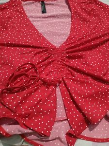 Red Polka Dot New Top/ Fit Xs,S drawstring Also