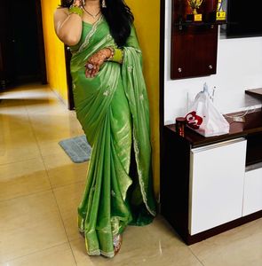 Green trending fendy saree
