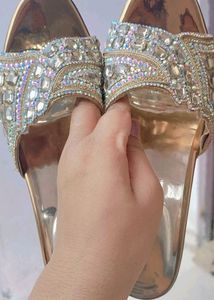 Party Wear Women Golden Shin Heels Sandal👠