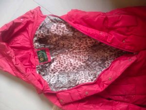 Bold Red Quilted feather Jacket with Hood