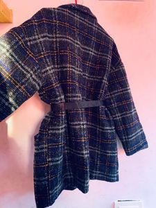 Plaid Wool Blend Coat