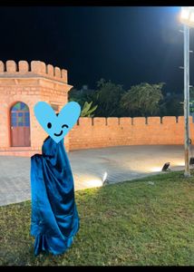 satin blue saree