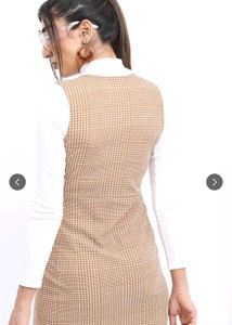 Plaid Mini Dress with Buttons