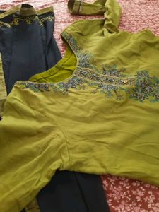 3pc Suit Kameez Pant Dupatta Embroidery Set Wear
