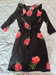 Black Floral Midi Dress