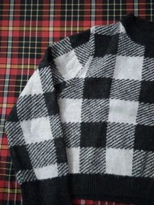 Checkered Knit Sweater