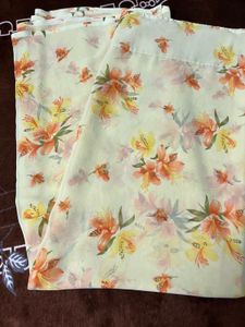 cream colour flowers print saree