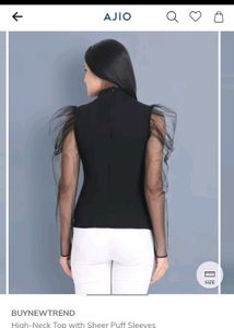 High Neck Puff Sleeve Top S