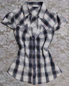 Vintage Y2K Plaid Button Down Top