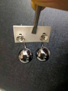 Stylish Dual Ball Statement Earrings – Used, Good
