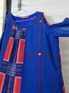 Blue Cold Shoulder Top