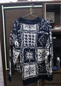 Patterned Knit Pullover Sweater