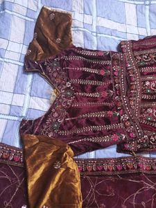 🆕 Elegant Maroon Velvet Lehenga Choli