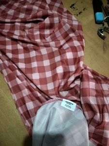 Red Gingham Maxi Dress with Slit