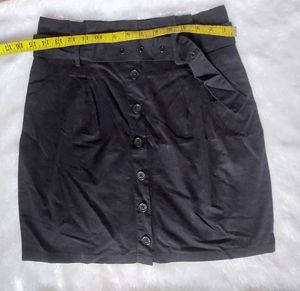 Black Button-Down Mini Skirt