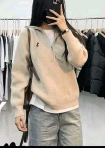 Beige Quarter Zip Pullover