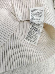 H&amp;M Ivory Ribbed Long Sleeve Top