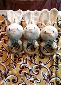 Crochet Bunny Baby Teething Rings