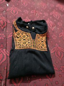 Embroidered Black Top