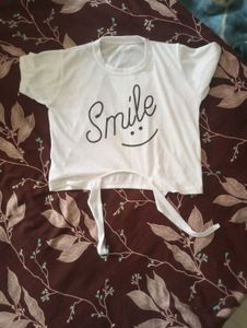 Cute 'Smile' Graphic White Tee