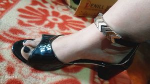Black Denim Heels For Women