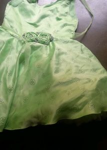 2to4 Year Babygirl Green Colour Partyware Frock