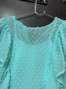 Aqua Ruffle Top