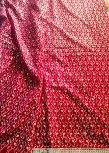 Red &amp; Gold Embroidered Fabric Saree