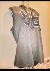 Gray Sleeveless Hoodie T-Shirt