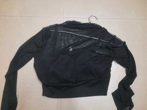 Black Full Sleeves Mesh Top