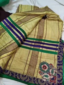 Striped Saree with Embroidered Detail