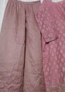 Pink Printed kurti plazo Set