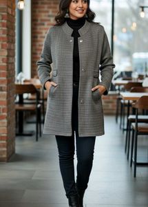 Gray button-down long sweater